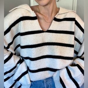 5 for $50 H&M | striped black and white sweater | 1X